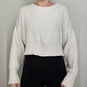Women’s cream, cropped, knit sweater. Size M.